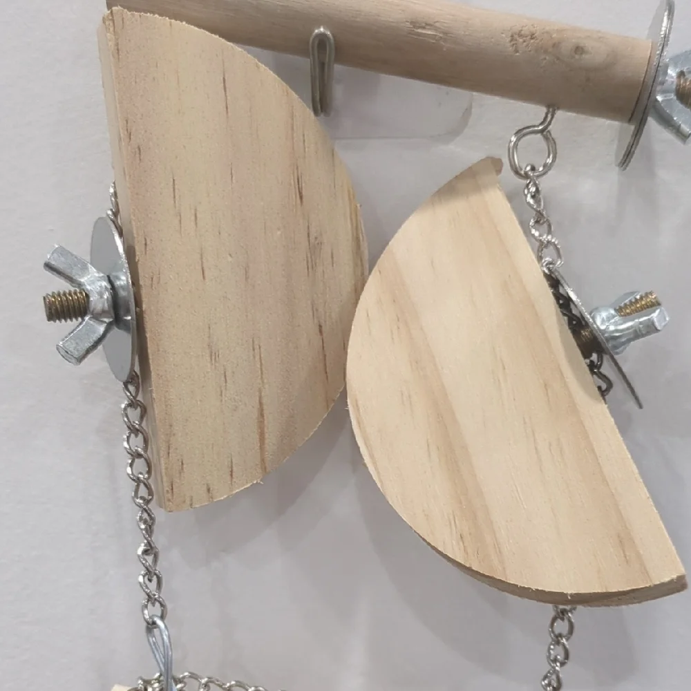 Natural Wood and Rope Bird Toy